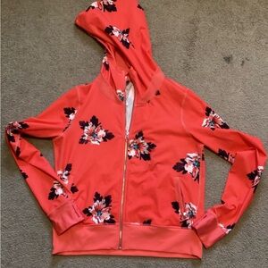 Lululemon Zip Up Jacket Hoodie Orange Red Floral Namaskar Atomic Flower Women 10